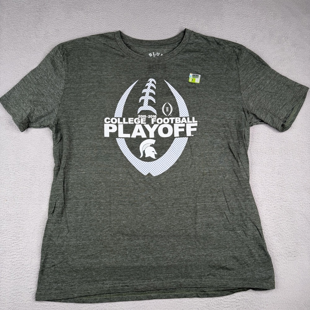 Michigan State Spartans Shirt Mens XL Green NCAA Football 2015 2016 CFP Blue 84